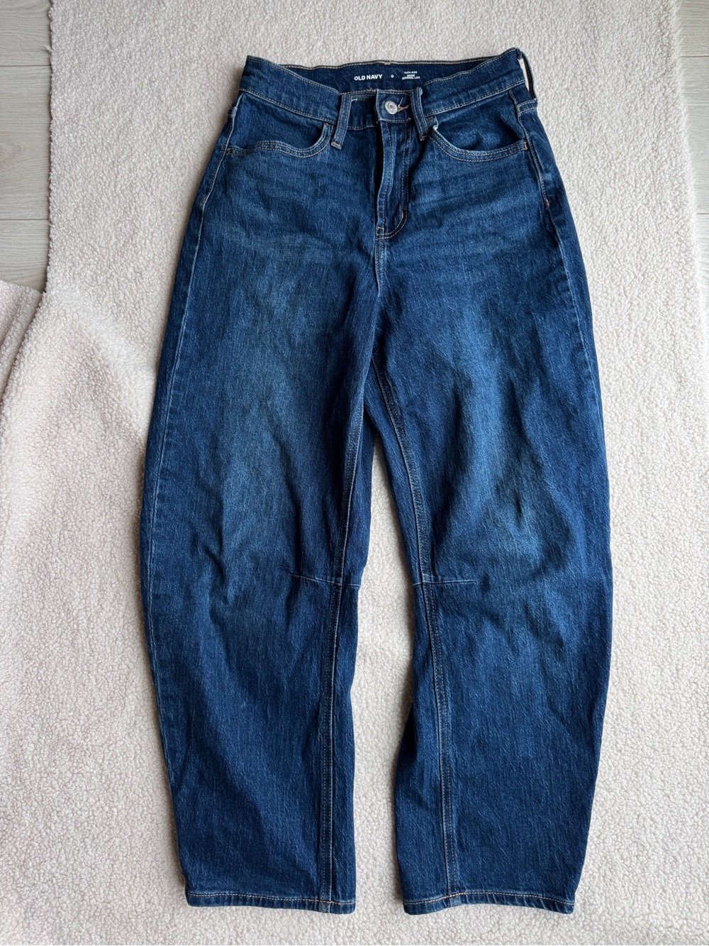 Old Navy Women’s Dark Wash High Rise WOW Barrel Leg Jeans
